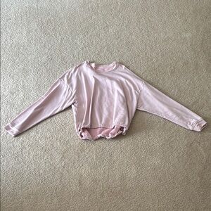 Pink Long Sleeve Cropped Sweatshirt